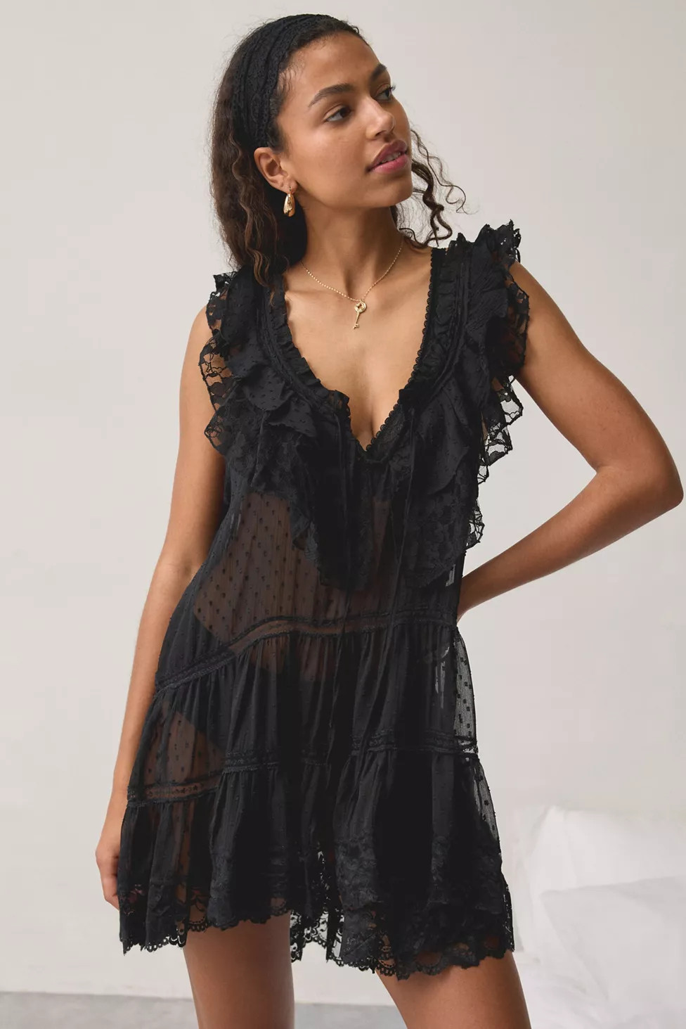 Out From Under Wildflower Sheer Lace Trim Sleep Dress | Urban Outfitters (US and RoW)