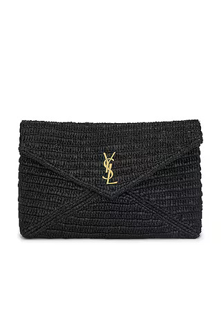 Saint Laurent Large Envelope Pouch in Nero | FWRD | FWRD 