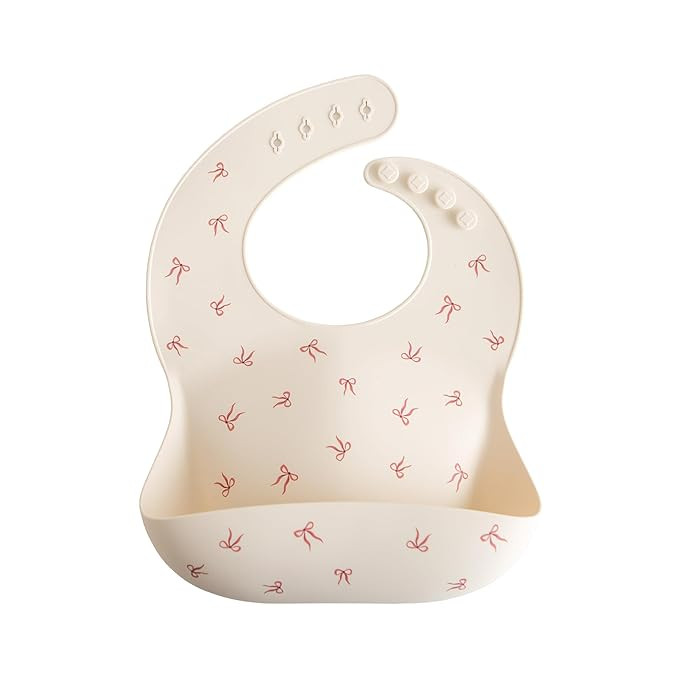 mushie Silicone Baby Bib | Adjustable Fit Waterproof Bibs (Bows) | Amazon (US)