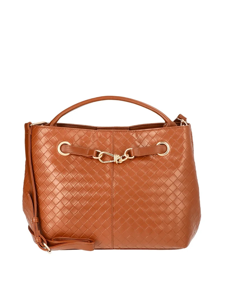Time and Tru Women's Hazel Satchel Bag Handbag, Cognac Brown | Walmart (US)