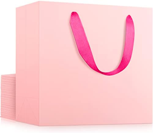 Kraft Gift Wrap Bags, EUSOAR 10.6x3.1x8.3" 20pcs Handled Paper Bags, Pink Durable Sturdy Kraft Bags, | Amazon (US)