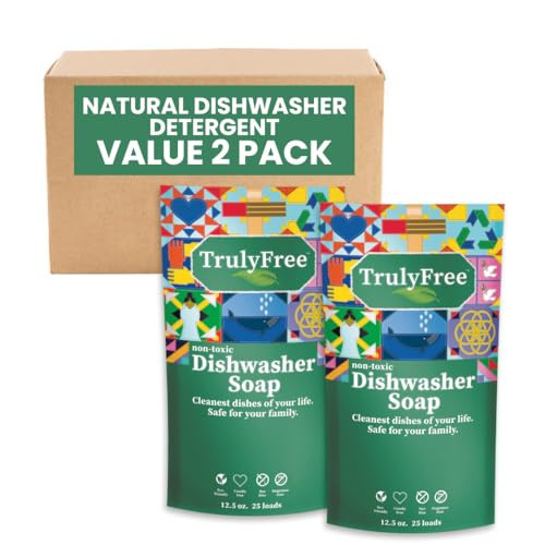 Truly Free Automatic Dishwasher Detergent Powder - Concentrated Dishwashing Detergent, Dish Soap, Hard Water Stain Remover, Kitchen Cleaning Supplies, No Harmful Ingredients - 12.5 oz (Pack of 2) | Amazon (US)