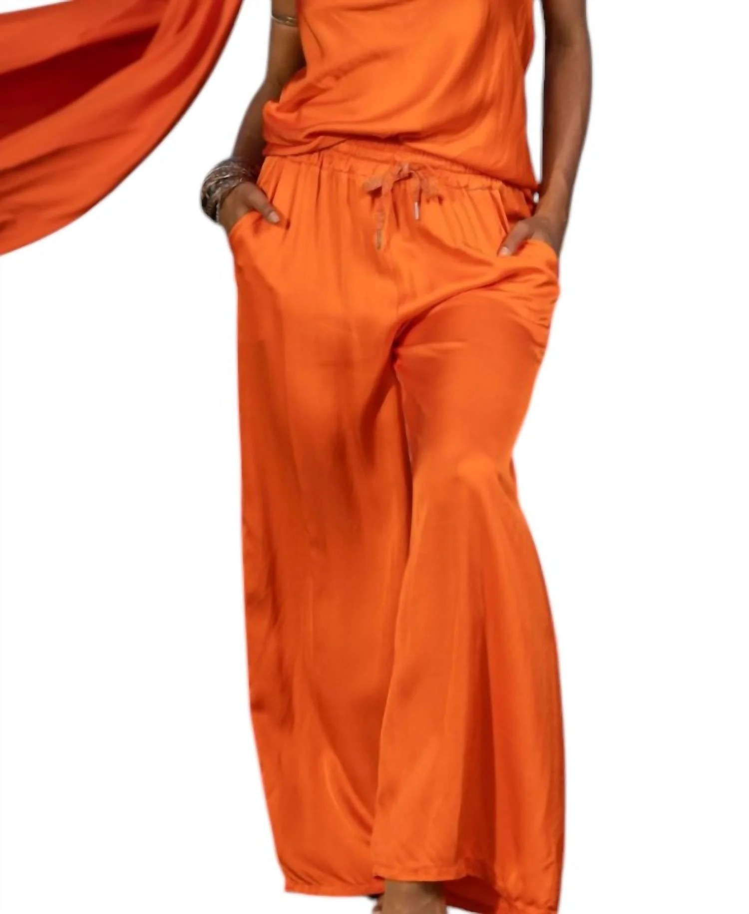 Wide Leg Palazzo Pants In Orange | Shop Simon