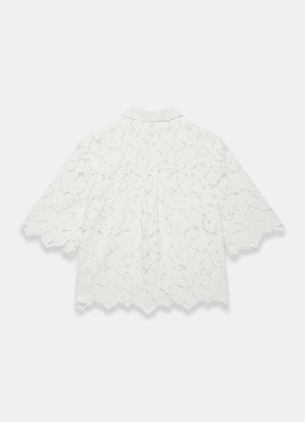 White Lace Short Sleeve Cropped Shirt | Mint Velvet