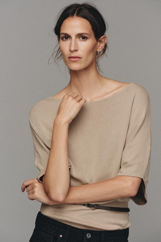Zara - Belted Knit Top - Black - S - Woman | Zara US