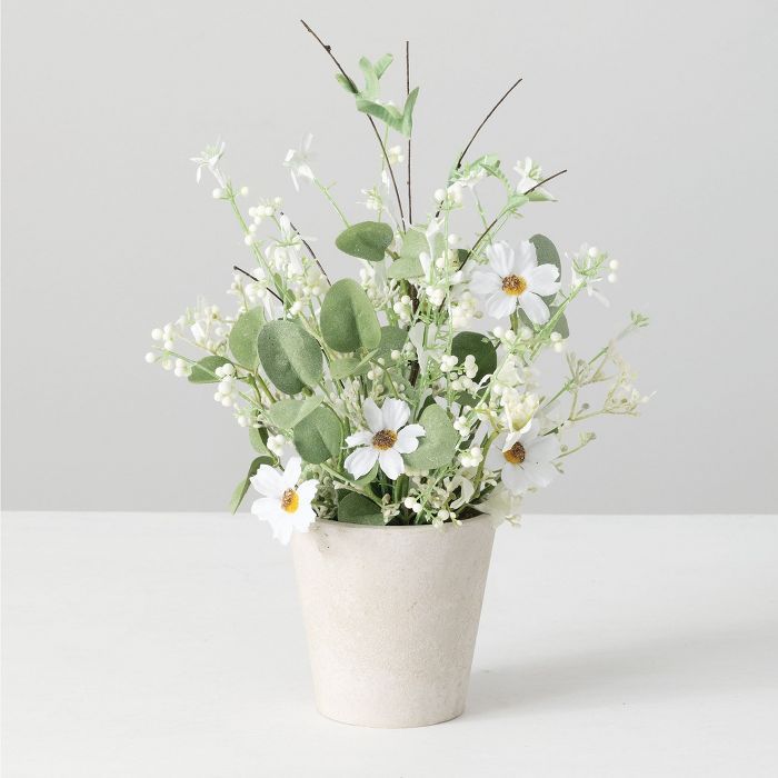 Sullivans Artificial Daisy and Eucalyptus Potted 13.5"H Green | Target