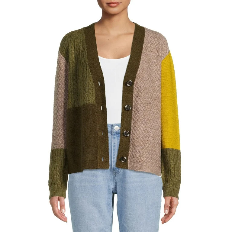 BeachLunchLounge Women's Colorblock Button Cardigan - Walmart.com | Walmart (US)