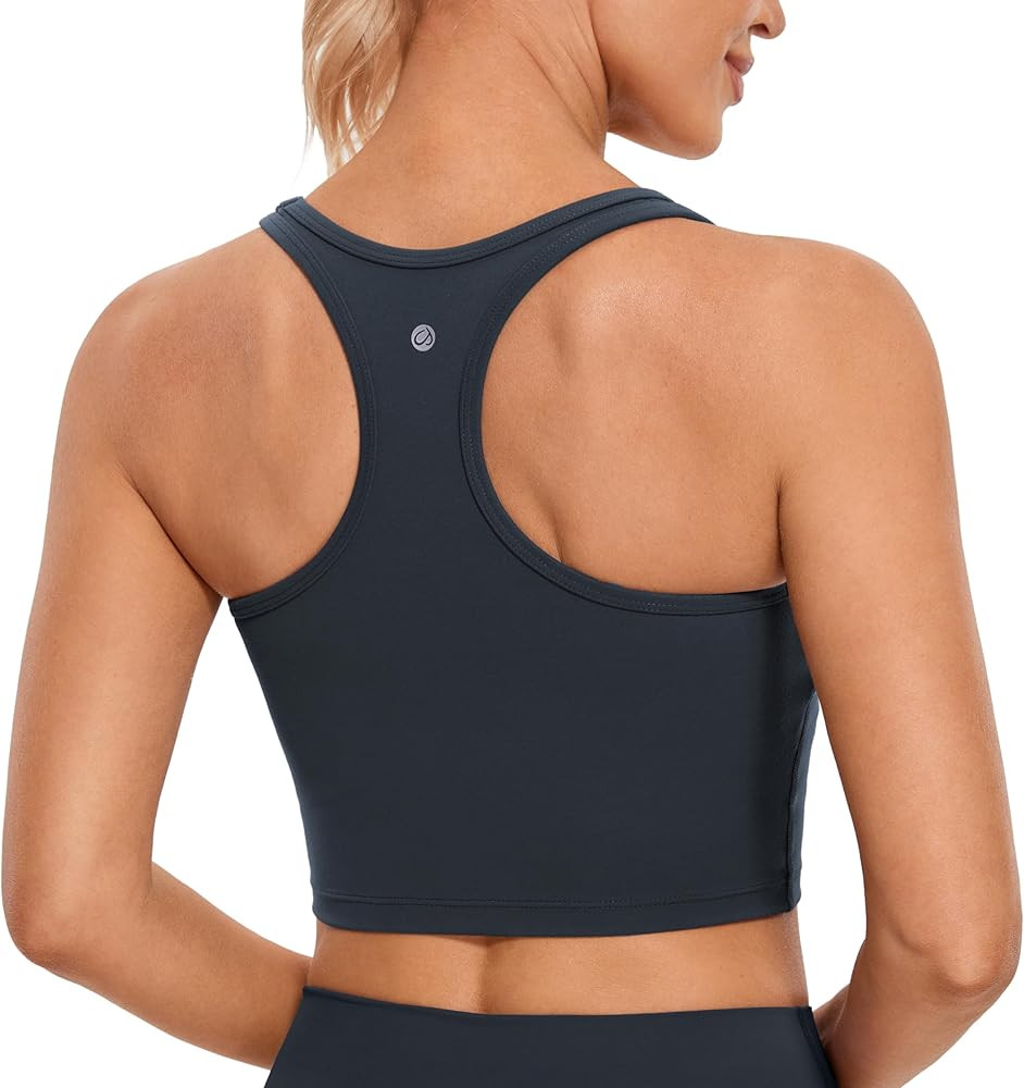 CRZ YOGA Butterluxe Womens Y-Back Racerback Longline Sports Bra - Padded Scoop Neck Workout Crop ... | Amazon (US)