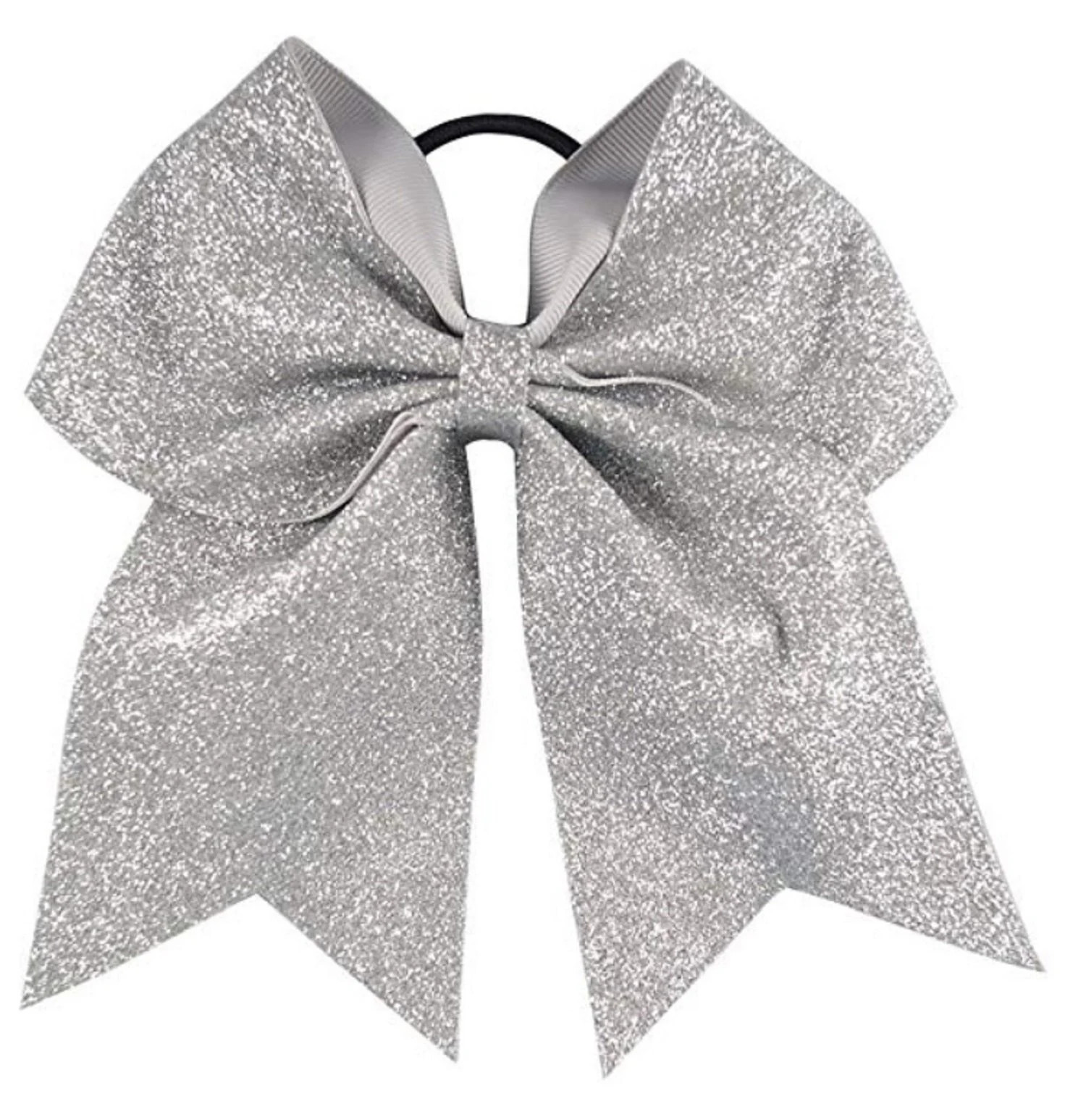 Big Silver Glitter Cheer Bows 6" Hair Stiff Sparkly Bow w Ponytail Girls Cheerleading Cheerleader School Spirit Hair Ties Elastic | Etsy (Global)