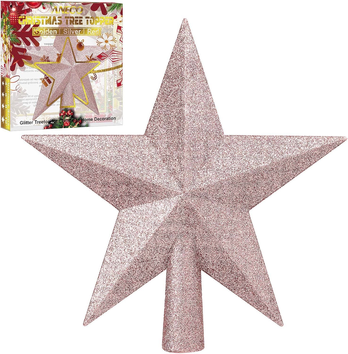 Aneco Glitter Christmas Tree Topper Shatter-Proof Christmas Tree Decoration Treetop for Holiday O... | Amazon (US)