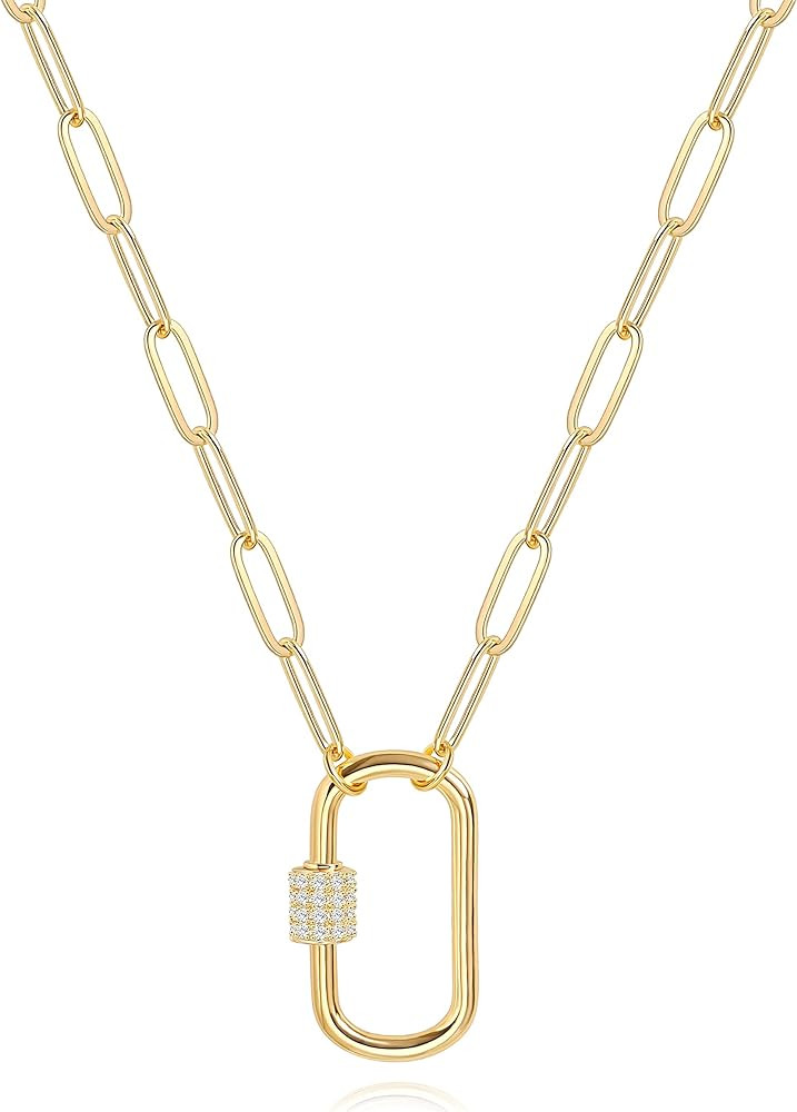 Aobei Pearl 18K Gold Moon Star Shell Pearl Turquoise Evil Eye Necklace Paperclip Chian Choker Lay... | Amazon (US)