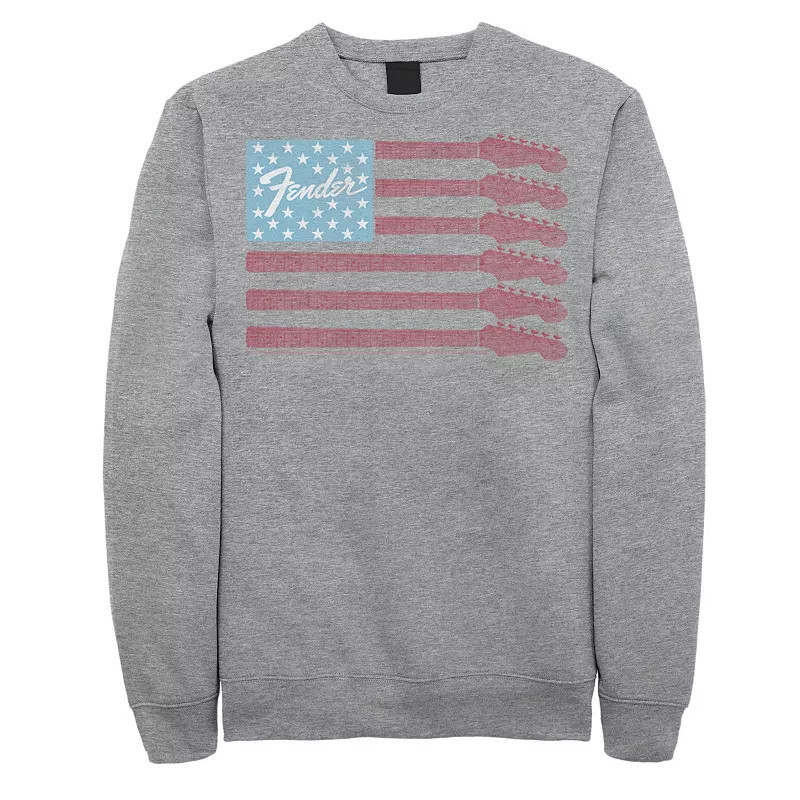Men's Fender Guitar Flag Americana Rock Sweatshirt, Size: Medium, Athletic Grey | Kohl's