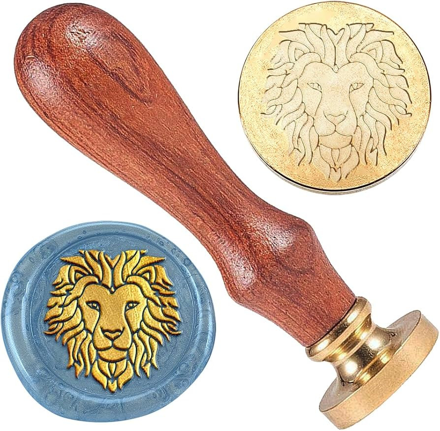 Lion Wax Seal Stamp Animals Embossed Stamp Sealing Removable 1" Brass Wax Seal Stamp Head with Wo... | Amazon (US)