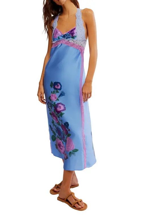 Free People Just Dreamy Nightgown in Blue Vista Combo at Nordstrom, Size X-Large | Nordstrom