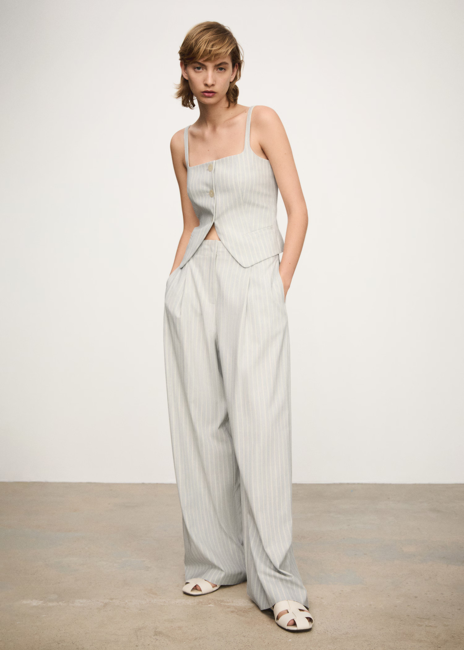 Striped vest with buttons - Woman | MANGO USA | MANGO (US)