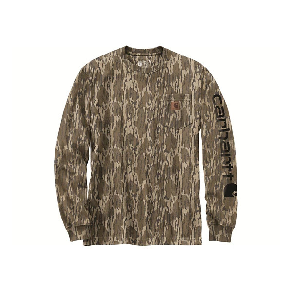 Men's Carhartt Loose Fit Heavyweight Pocket Camo Logo Graphic Long Sleeve T-Shirt Small Mossy Oak Bottomland | Scheels