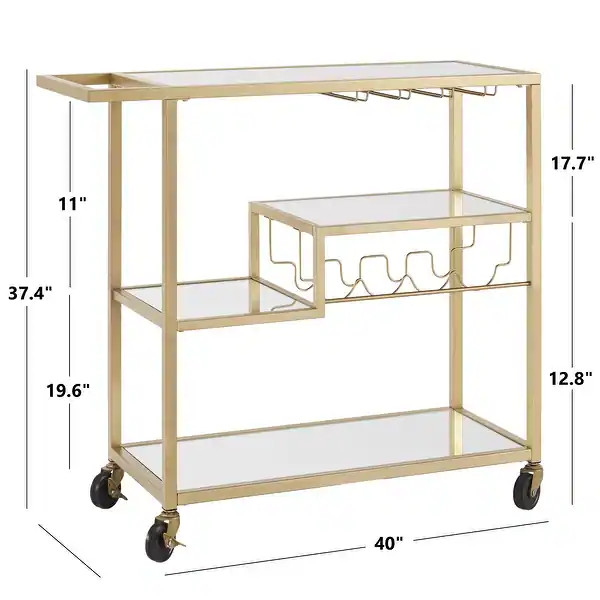 Metropolitan Mirrored Glass Top Metal Bar Cart by iNSPIRE Q Bold - Gold | Bed Bath & Beyond