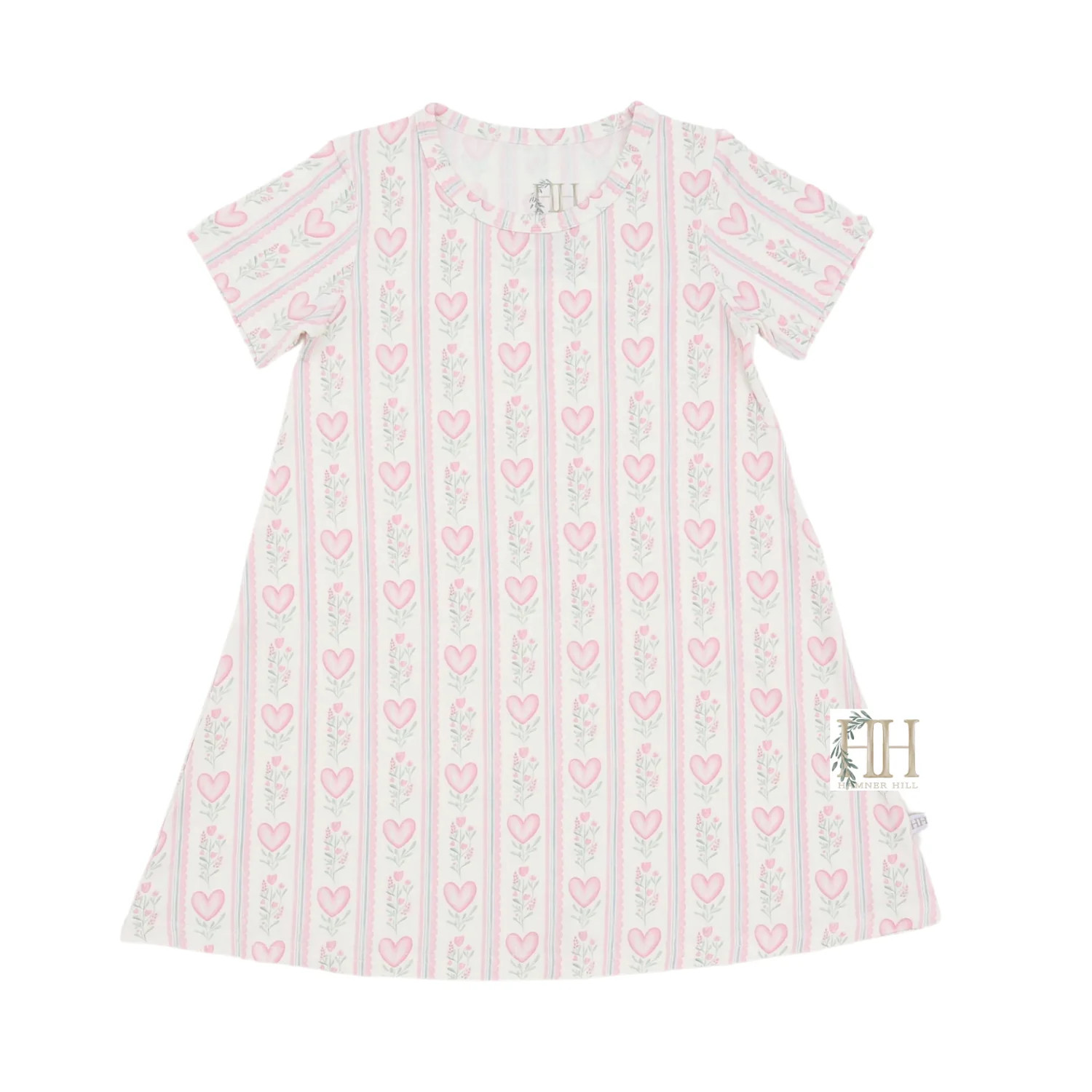 Girls Floral Hearts Bamboo Dress | Hamner Hill