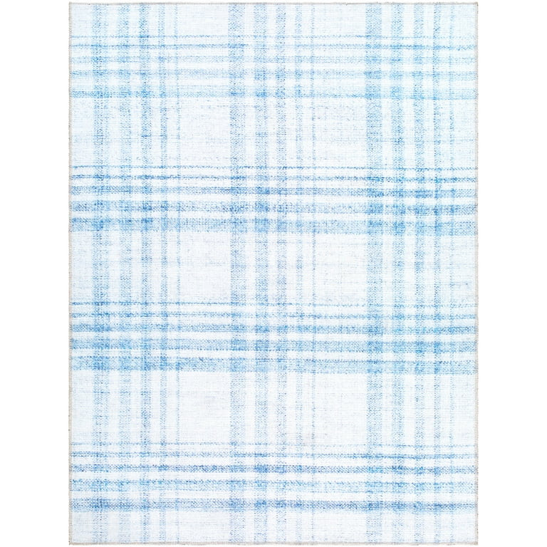 My Texas House Sutton Blue Plaid Indoor Washable 5' x 8' Area Rug | Walmart (US)