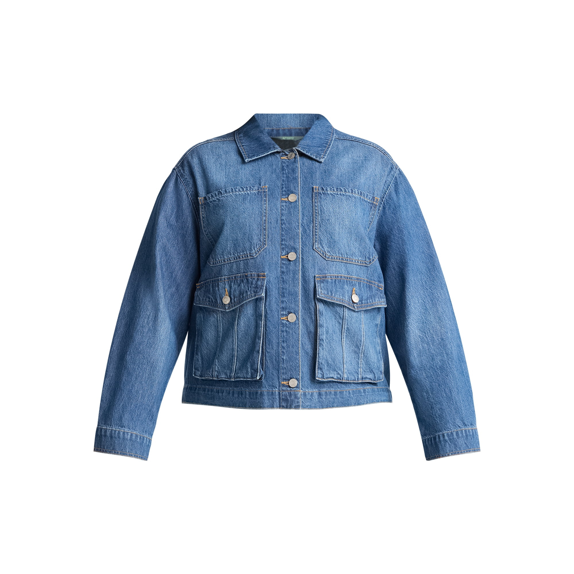 Terra & Sky Women's Plus Denim Utility Jacket, Sizes 0X-5X | Walmart (US)