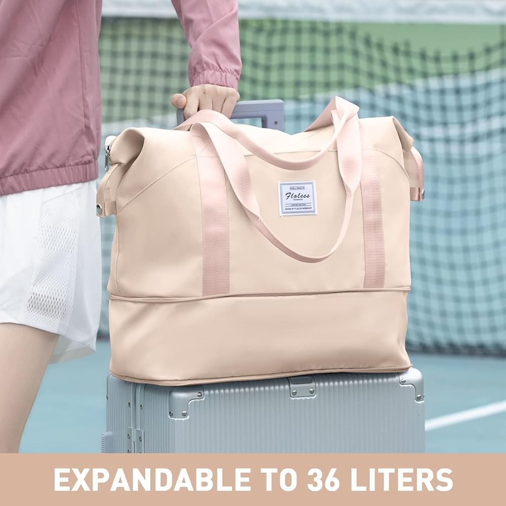 Large Travel Tote Bag, Waterproof Expandable Duffel Gym Tote Bag,Weekender Carry On Overnight Bags f | Amazon (US)