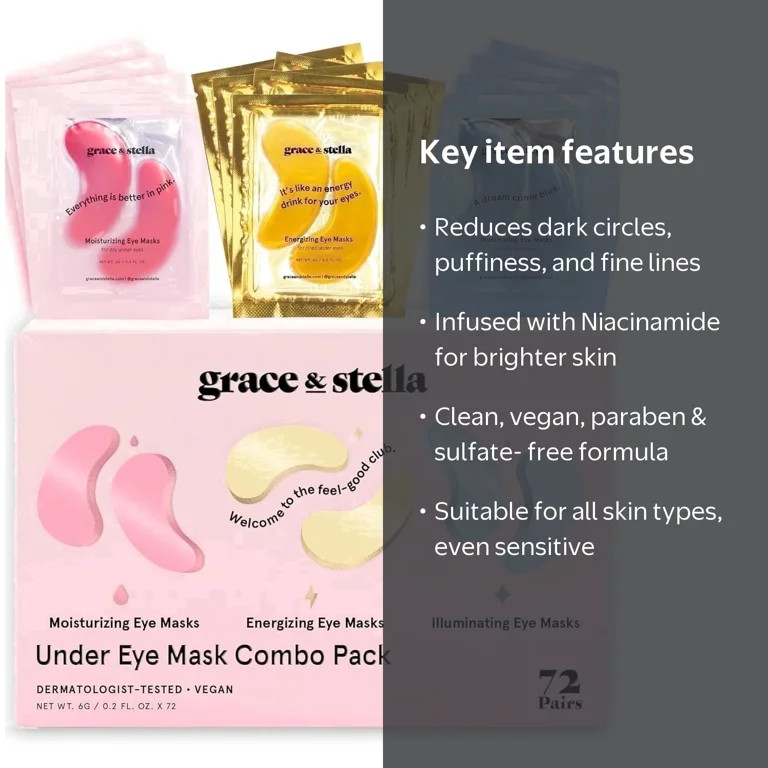 Grace & Stella Under Eye Masks, Hydrating Gel Patches for Dark Circles and Wrinkles, All Skin Typ... | Walmart (US)