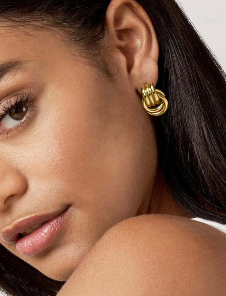 Women Geometric Drop Earrings Gold Silver Alloy Lightweight Hypoallergenic Jewelry Gift Fashionable Elegant Dainty Accessories For Her | SHEIN