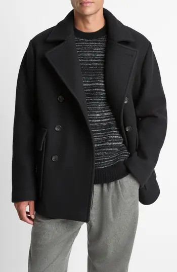 Vince Wool Blend Peacoat in Black at Nordstrom Rack, Size Xx-Large | Nordstrom Rack