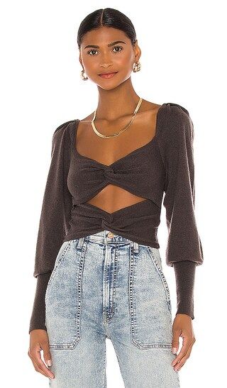 LPA Ayla Knit Top in Chocolate. - size XL (also in L) | Revolve Clothing (Global)