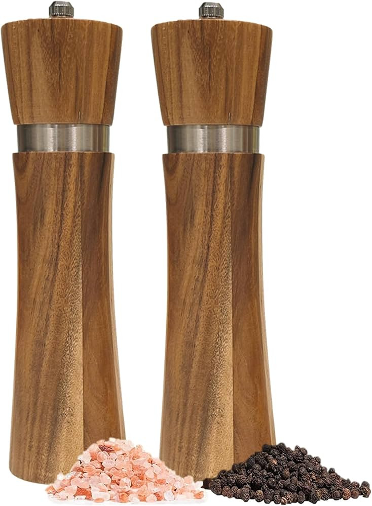 Wooden Salt and Pepper Grinder Set,Acacia Wood Salt and Pepper Grinder Set,Wooden Salt and Pepper... | Amazon (US)