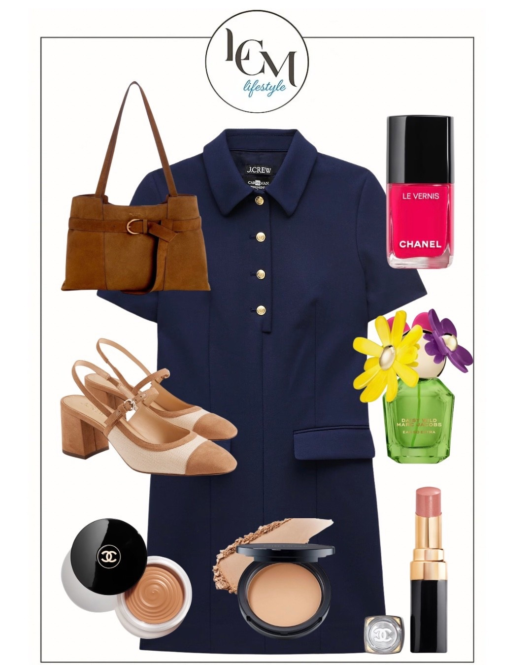 What a beautiful, versatile, modern navy dress paired with brown toned accessories- perfect now with a jacket or light coat and into spring and summer. A chic nail shade adds a fun color pop, just add an uplifting fragrance to anchor this gorgeous forever makeup palette…
#lcmlifestyle #nomakeupmakeup #slingbacks 

#LTKSpringSale #LTKBeauty #LTKWorkwear