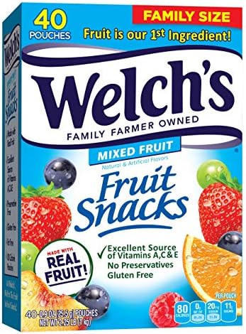 Welch's Fruit Snacks, Mixed Fruit, Gluten Free, Bulk Pack, 0.9 oz Individual Single Serve Bags (P... | Amazon (US)