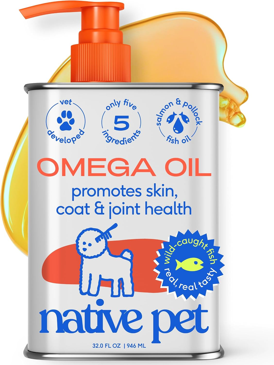 Native Pet Omega 3 Fish Oil for Dogs & Cats – Wild Alaskan Salmon Oil for Dogs Skin and Coat, Supports Joints, Heart & Shedding – Fast-Absorbing Omega 3 6 9 Liquid Supplement – 32oz | Amazon (US)