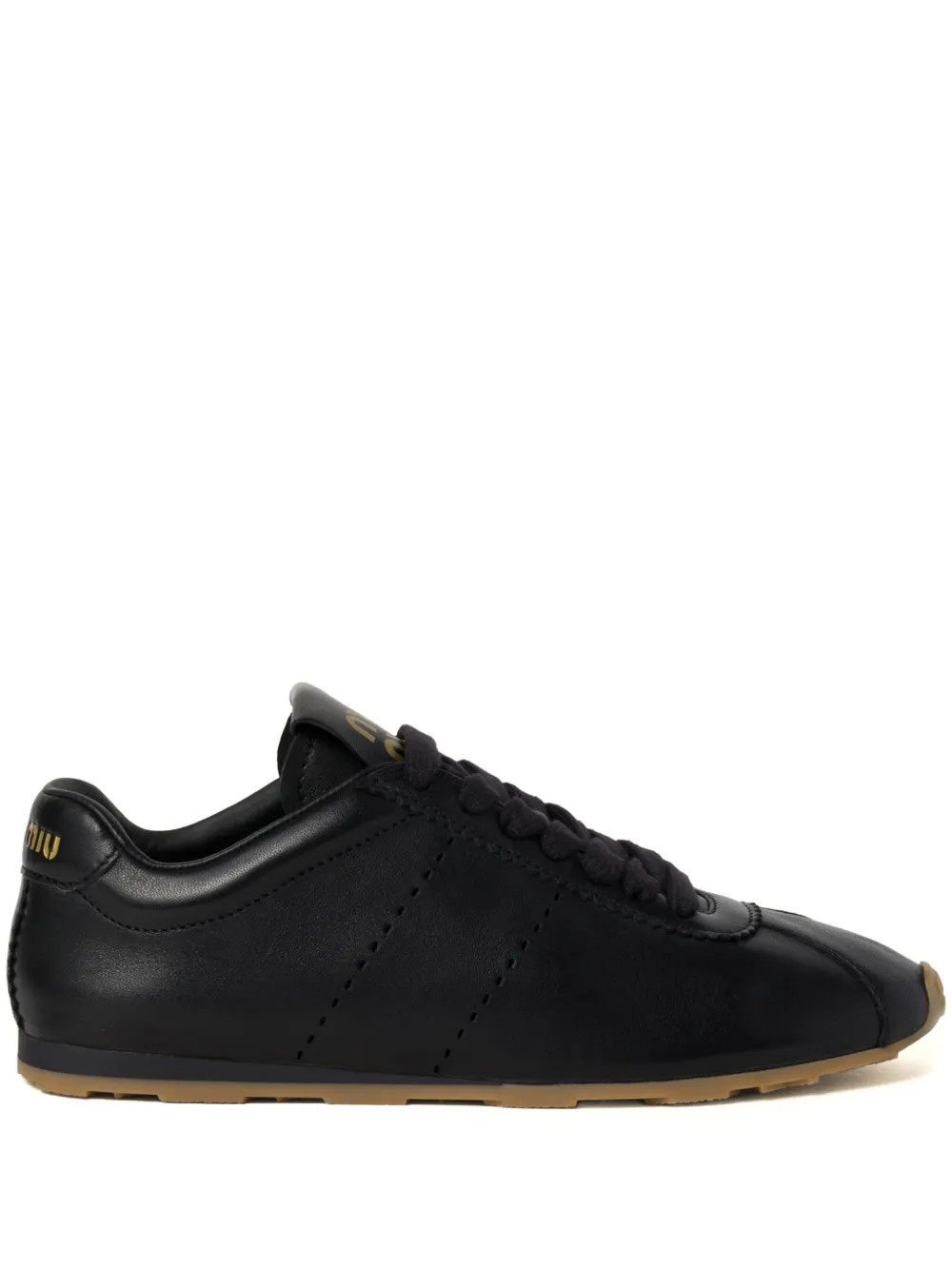 Miu Miu Plume Leather Sneakers | Black | FARFETCH | Farfetch Global