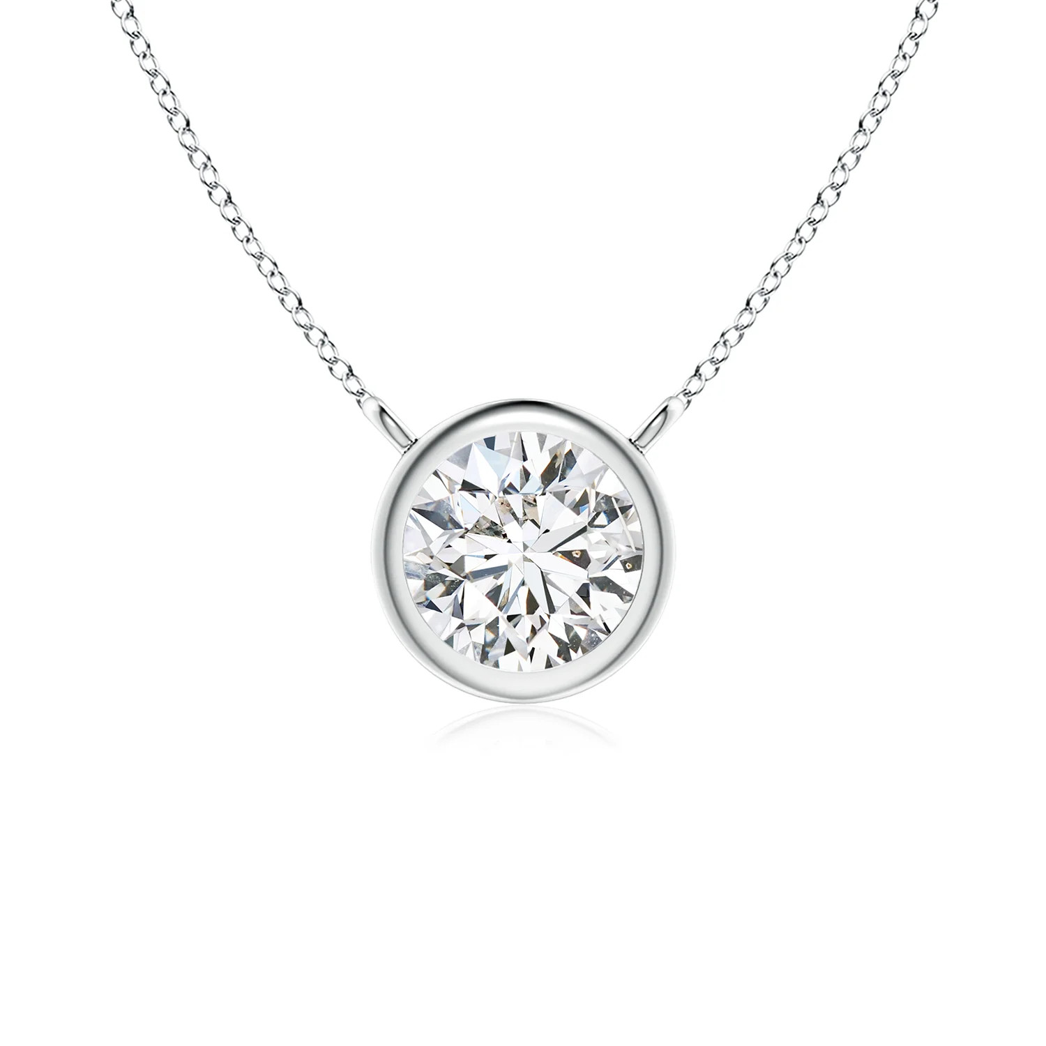 Bezel-Set Round Diamond Solitaire Necklace | Angara Inc.