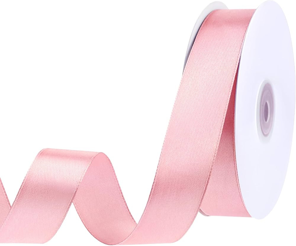 Pink Ribbon 50 Yards 1 Inch Pink Satin Ribbon Valentines Ribbon for Gift Wrapping Wedding Invitat... | Amazon (US)