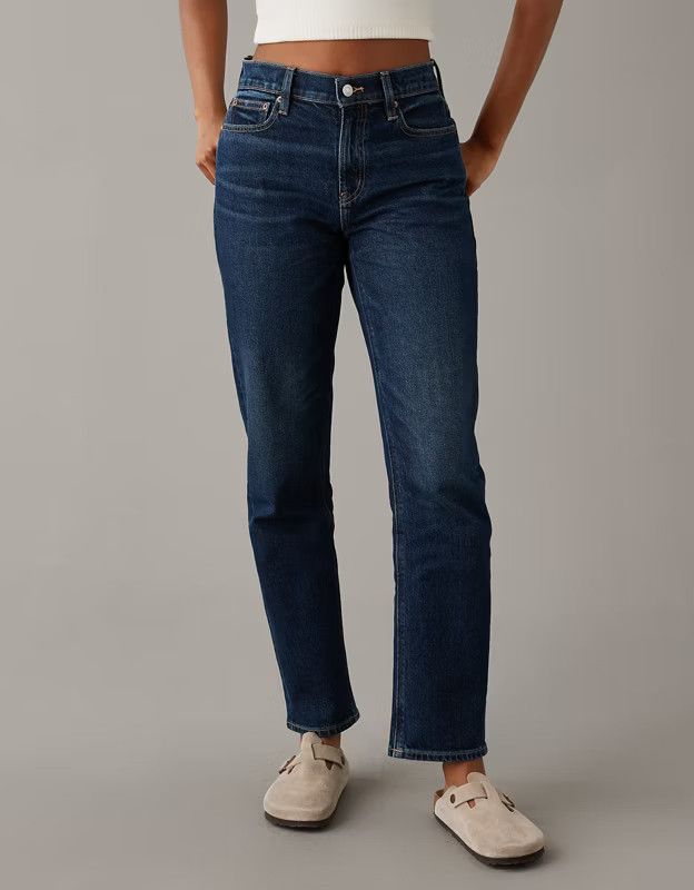 AE Stretch Super High-Waisted Ankle Straight Jean | American Eagle Outfitters (US & CA)