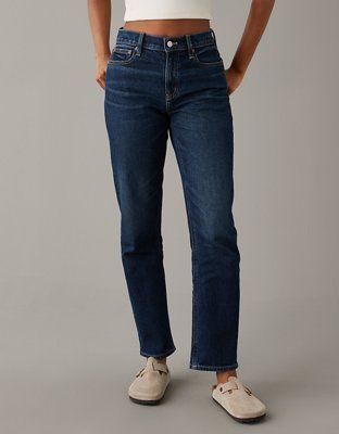 AE Stretch Super High-Waisted Ankle Straight Jean | American Eagle Outfitters (US & CA)