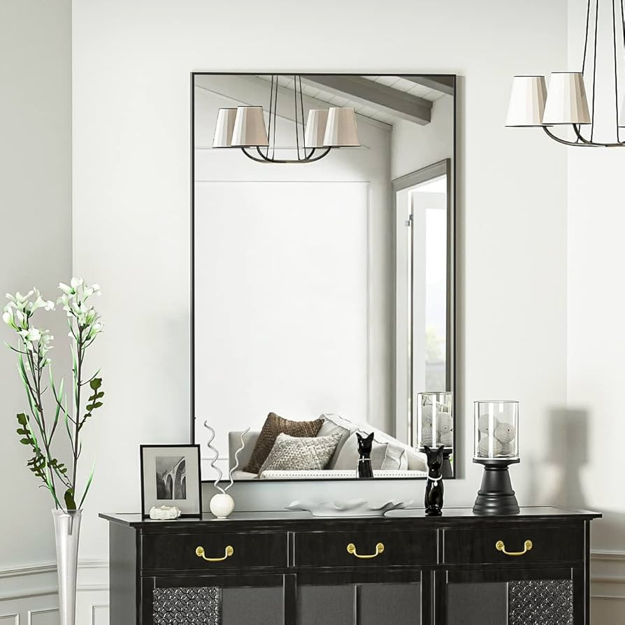 BEAUTYPEAK Wall Mirror 24" x 36" Rectangular Bathroom Mirror with Metal Frame, Hanging Mirrors fo... | Amazon (US)