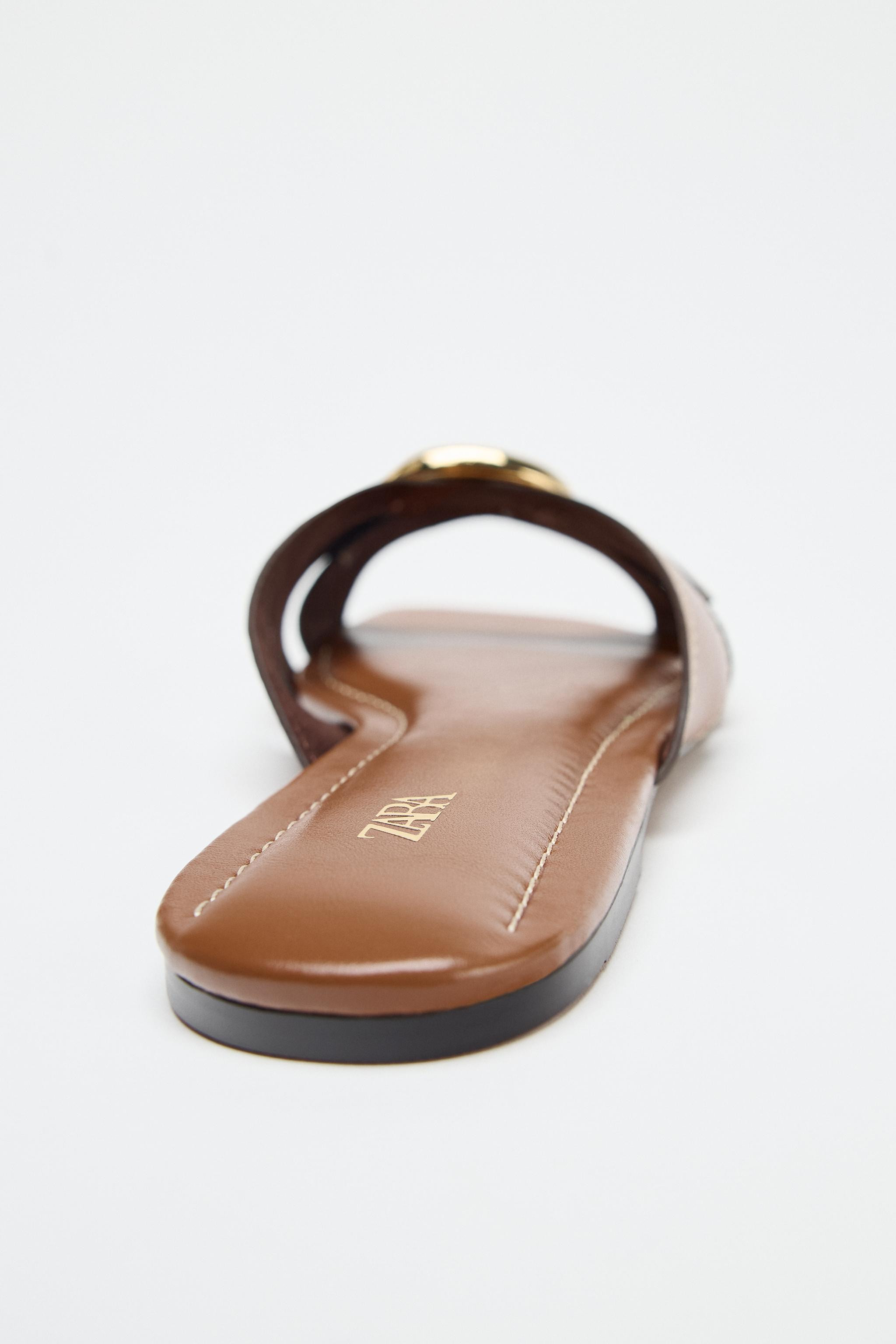 CROSSED SANDALS WITH METALLIC DETAIL | Zara US