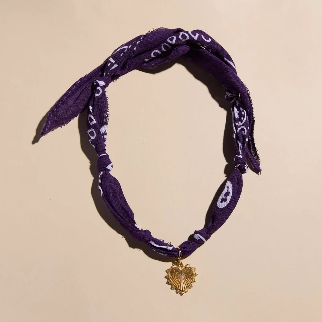 Purple Bandana Charm Necklace | Nickel and Suede
