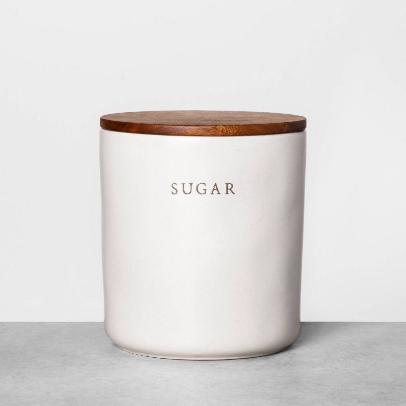 Stoneware Sugar Canister with Wood Lid Cream/Brown - Hearth & Hand™ with Magnolia | Target