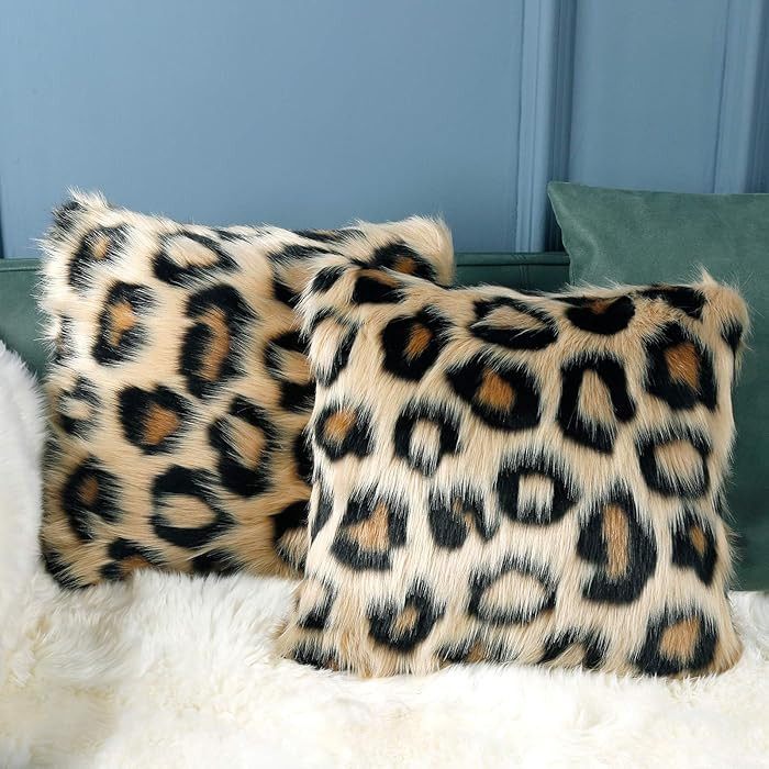 INSMEER 1PC True Leopard Print Pillow Case Decorative Faux Fur Leopard Pillow Covers Plush Shaggy... | Amazon (US)
