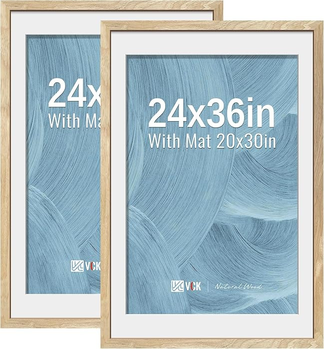 VCK 24x36 Poster Frame 2 Pack - Natural Wood Grain, High-End Wood Picture Frames with Polished Pl... | Amazon (US)
