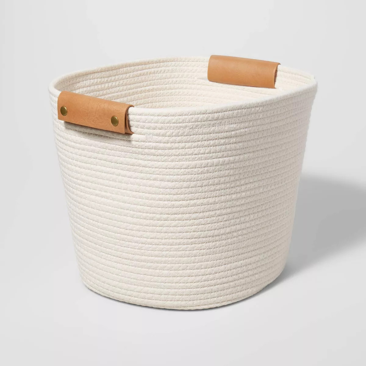 13" Decorative Coiled Rope Basket Cream - Brightroom™: Storage & Organization, Oval, Handles, 1... | Target