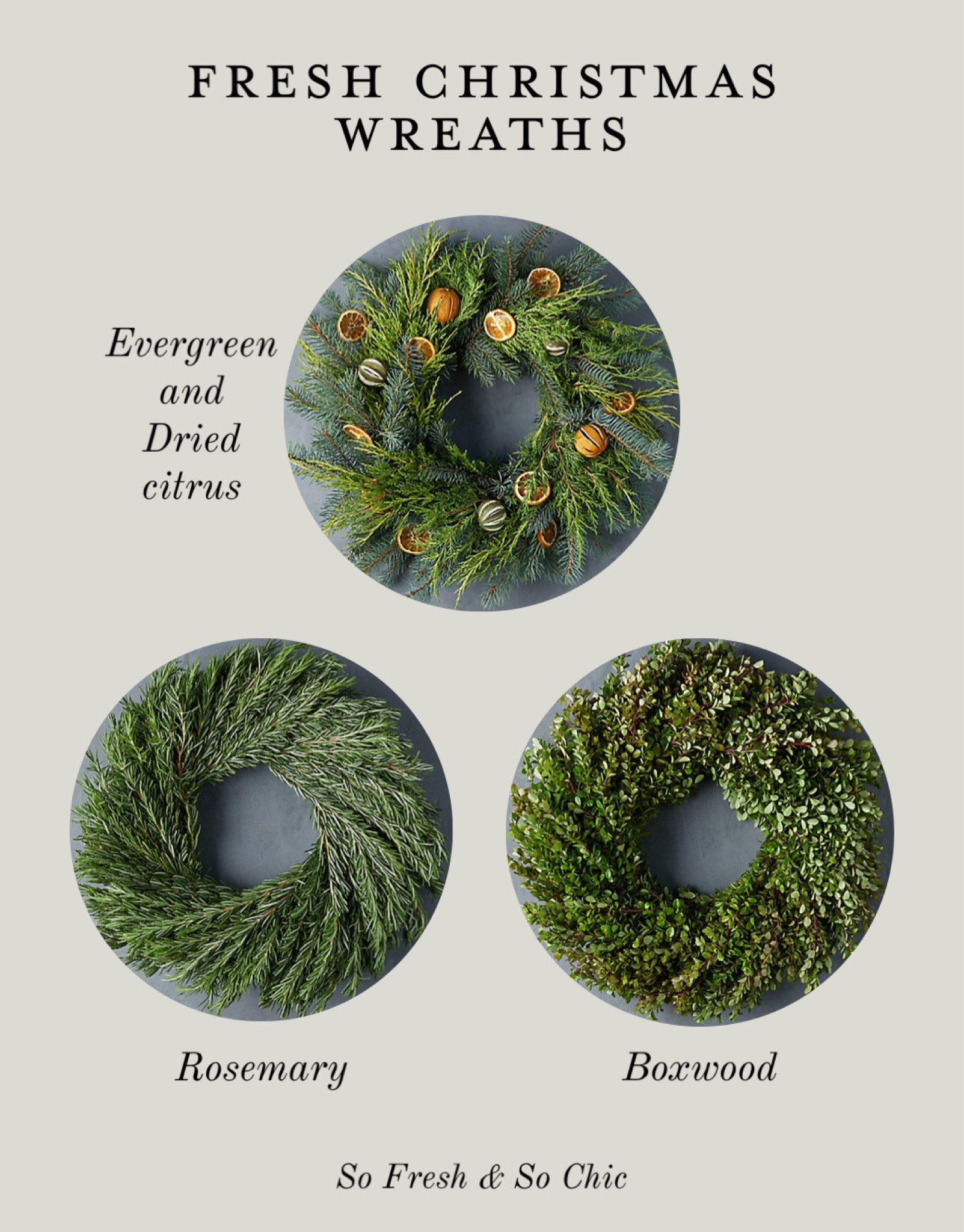 Fresh garlands and wreaths!
-
Christmas decor - Christmas wreath - fresh fir garland - fresh boxwood wreath - fresh evergreen and dried citrus wreath - fresh boxwood wreath - fresh eucalyptus wreath 

#LTKhome #LTKHoliday