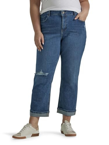 Lee Women's Plus Size Mid Rise Boyfriend Jean, Standout DX, 16 Plus | Amazon (US)