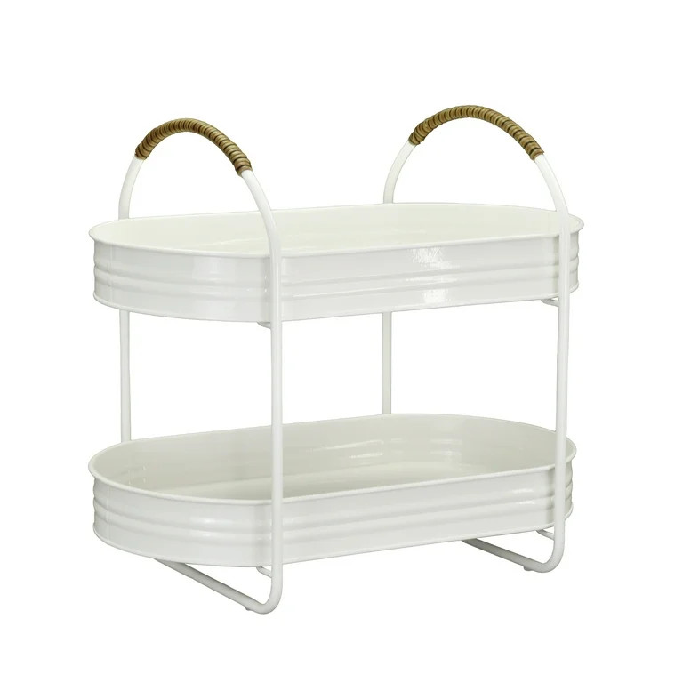 Better Homes & Gardens - Vanilla White Galvanized 2-Tier Serving Tray Stand,15.90 in x 10.74 in | Walmart (US)