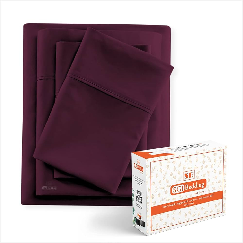 SGI California King Size Wine Soft Brushed Luxury Microfiber 4 Piece Sheet Set- Easy Care, Super ... | Amazon (US)