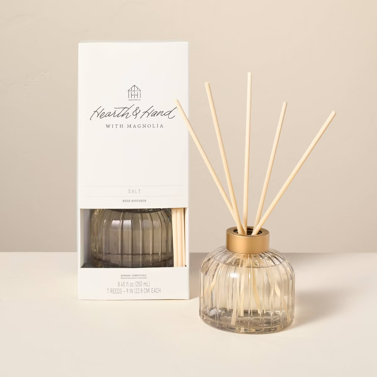 8.45 fl oz Ribbed Glass Diffuser - Hearth & Hand™ with Magnolia | Target